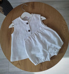 Lullowear® Handgefertigtes Baby- & Kleinkind-Set aus Naturleinen mit Ärmellosem Top und Bloomer-Hose