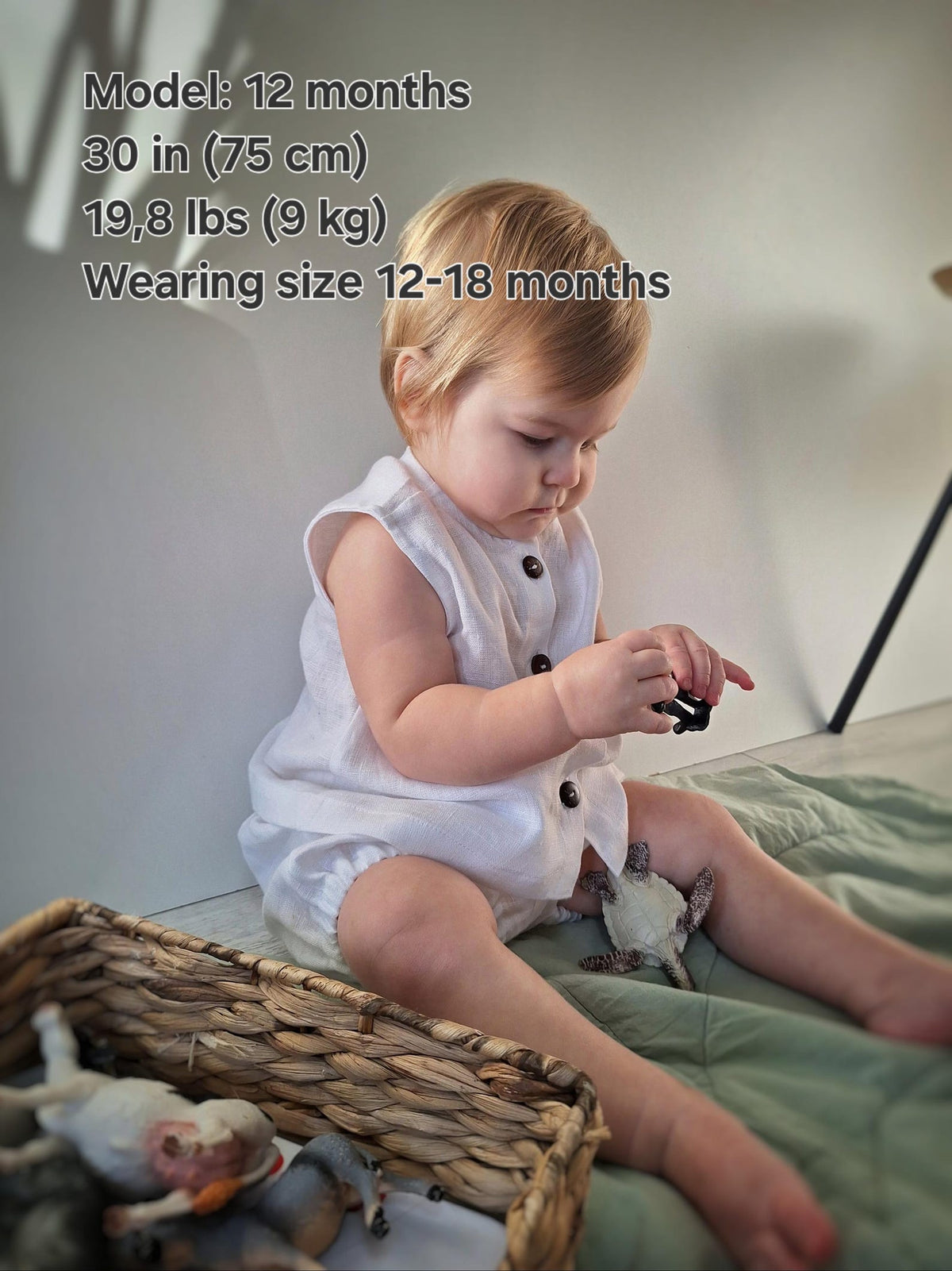 Lullowear® Handgefertigtes Baby- & Kleinkind-Set aus Naturleinen mit Ärmellosem Top und Bloomer-Hose