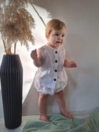 Lullowear® Handgefertigtes Baby- & Kleinkind-Set aus Naturleinen mit Ärmellosem Top und Bloomer-Hose