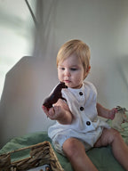 Lullowear® Handgefertigtes Baby- & Kleinkind-Set aus Naturleinen mit Ärmellosem Top und Bloomer-Hose