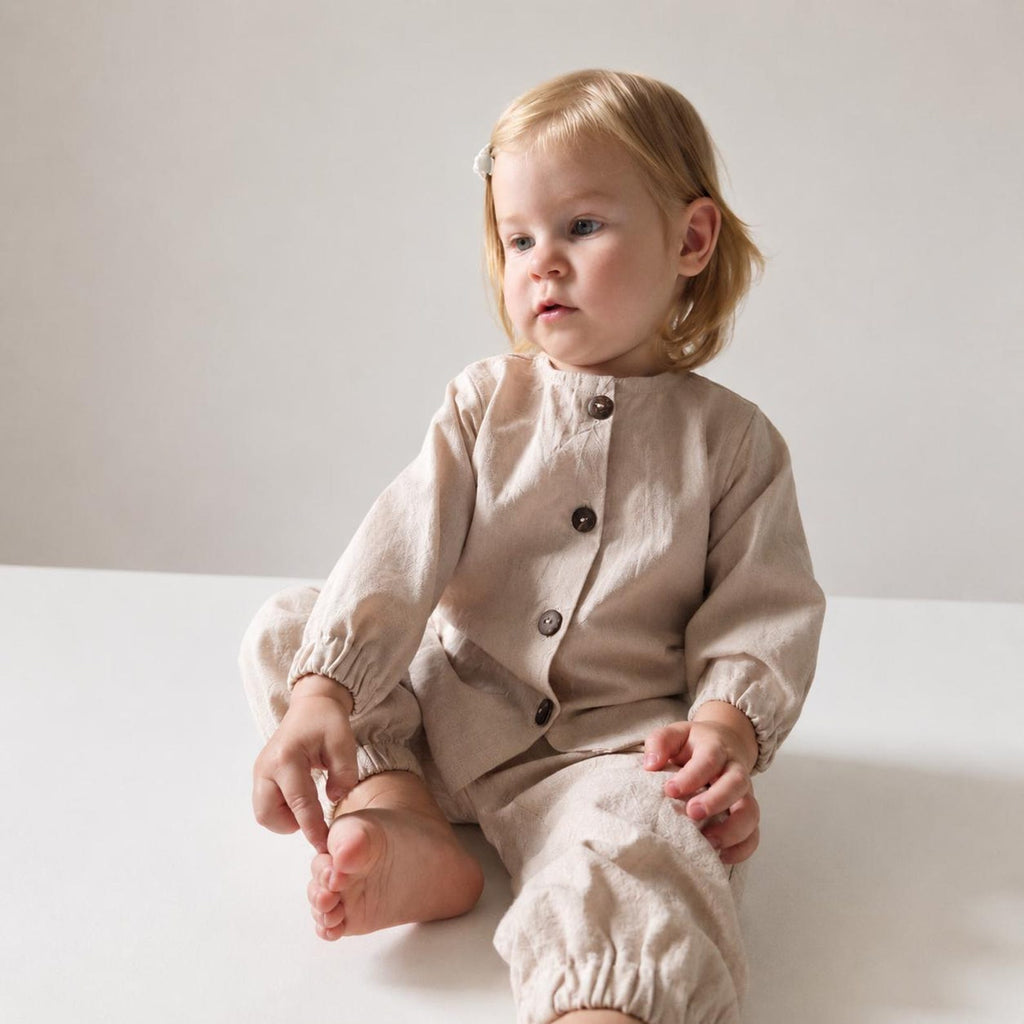 Lullowear® Handgefertigtes Baby-Set aus Bio-Baumwolle mit Langarmshirt & Jogginghose